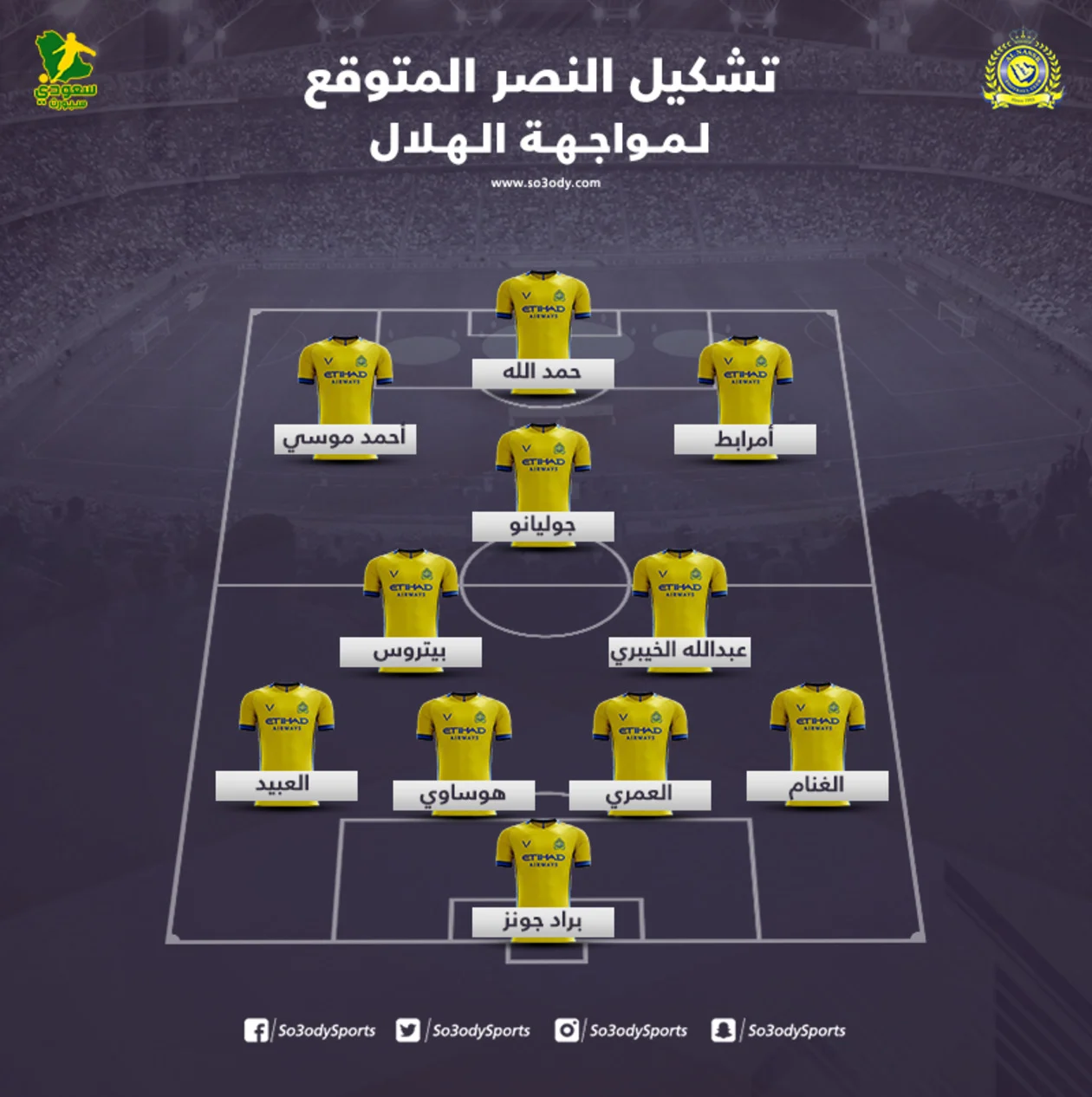 تسريب تشكيل النصر أمام الهلال